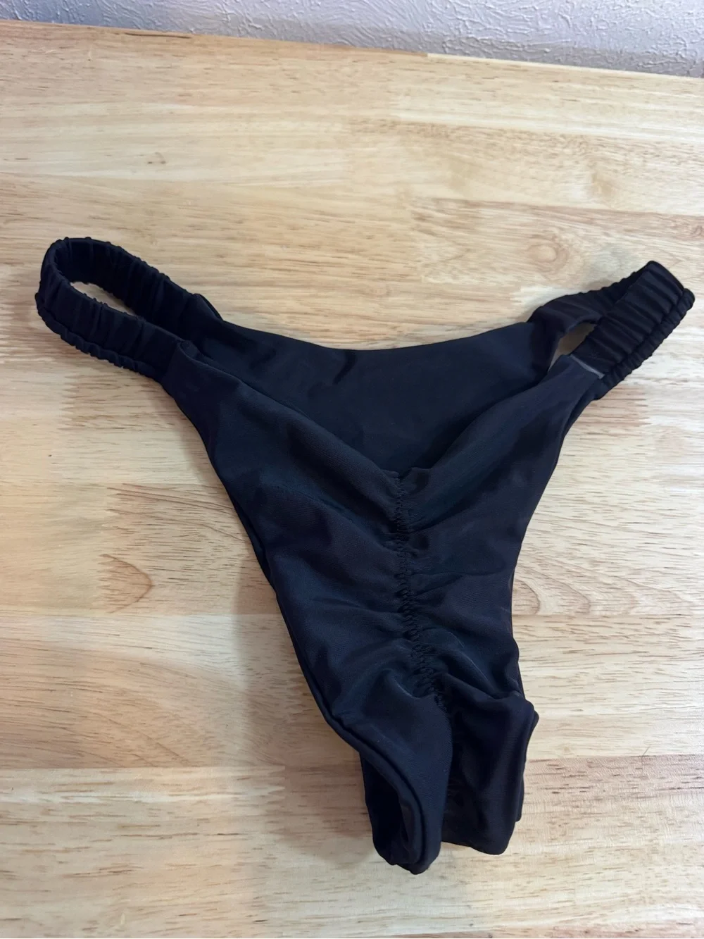 Black Thong Low Rise Scrunch Bottoms